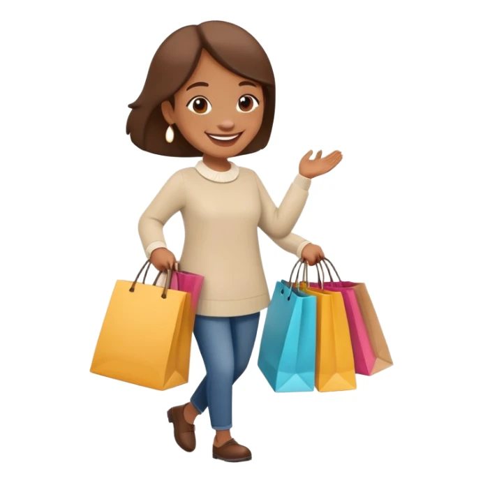 cartoon character happily carrying shopping bags sticker