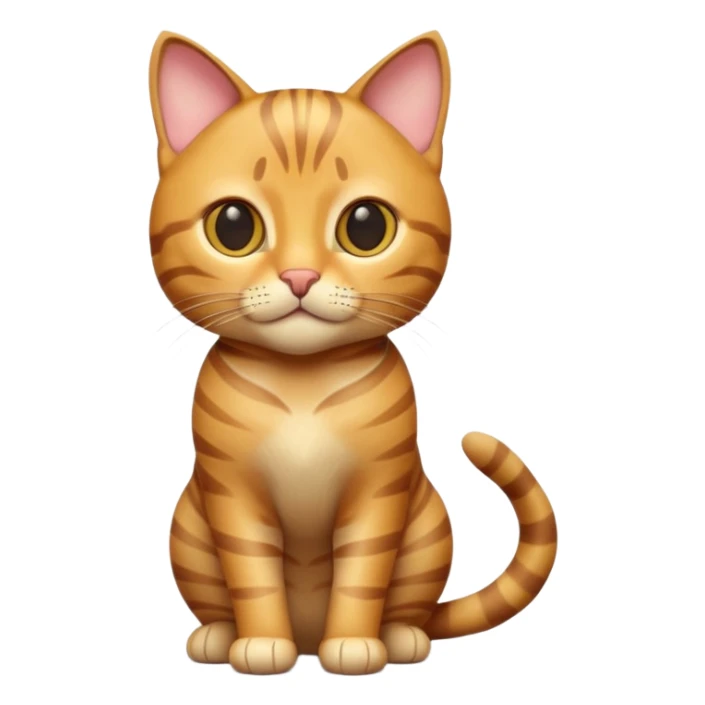 A 3D cartoon golden tabby Bengal cat with realistic striped pattern, warm lighting, natural depth, Memoji-style cinematic detail. full body or half body. sticker