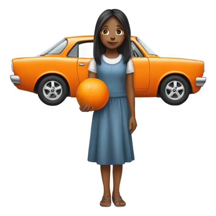 Girl holding an orange car sticker