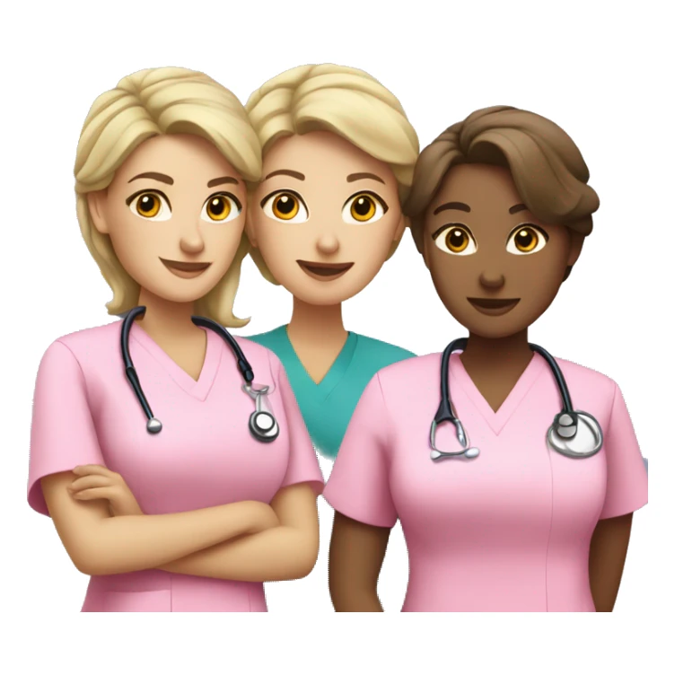 Three women nurse in pink scrubs  sticker