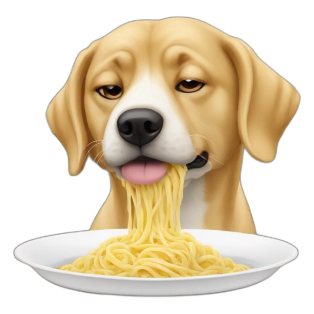 Un chien qui mange des pâtes a la carbonara sticker