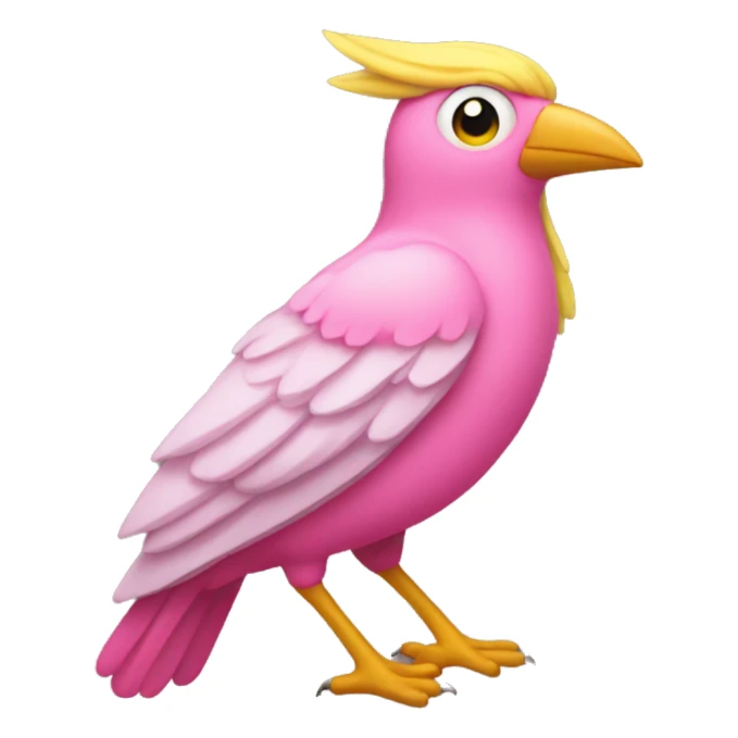 pink bird mom with a yellow beak and wings sticker