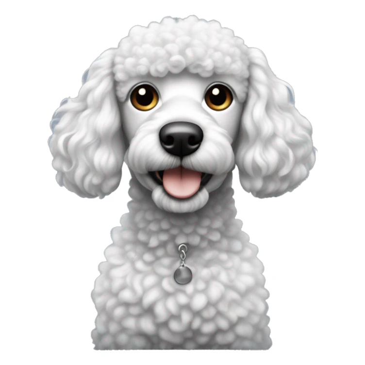 It's a poodle mixed with black and white, but the fish is black and the nose is a little white, and the forehead has a flame pattern sticker