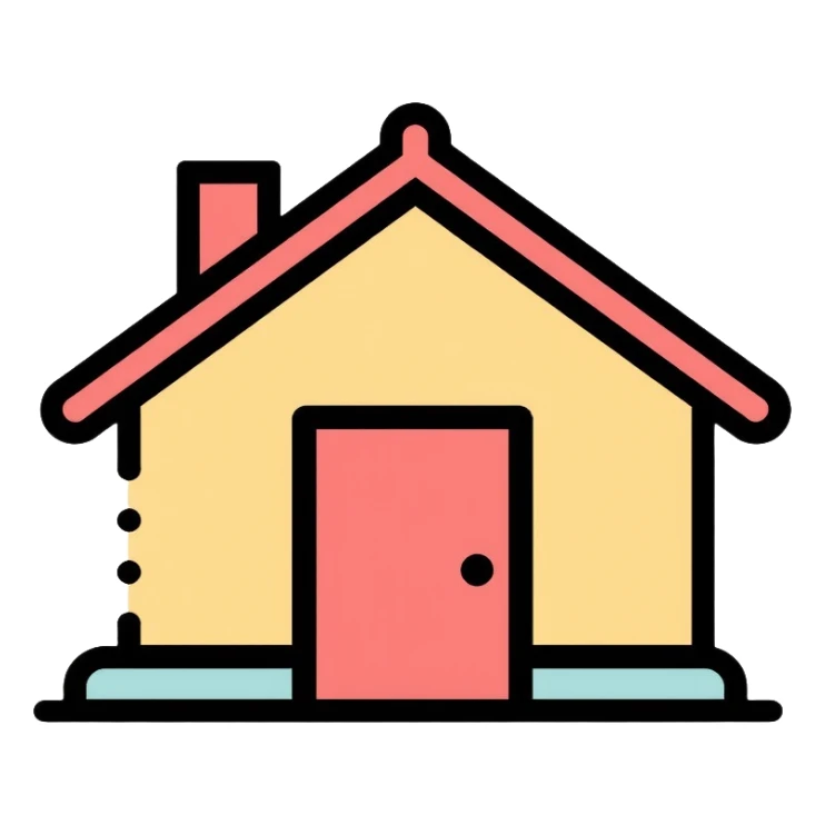 simple home house with roof and door sticker