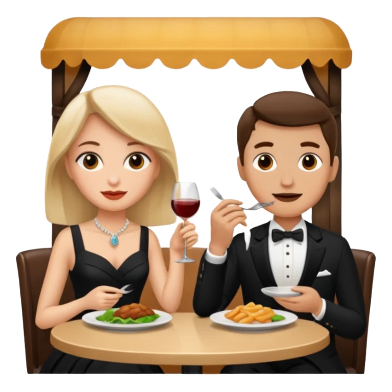 A woman and a man are eating in a restaurant. sticker