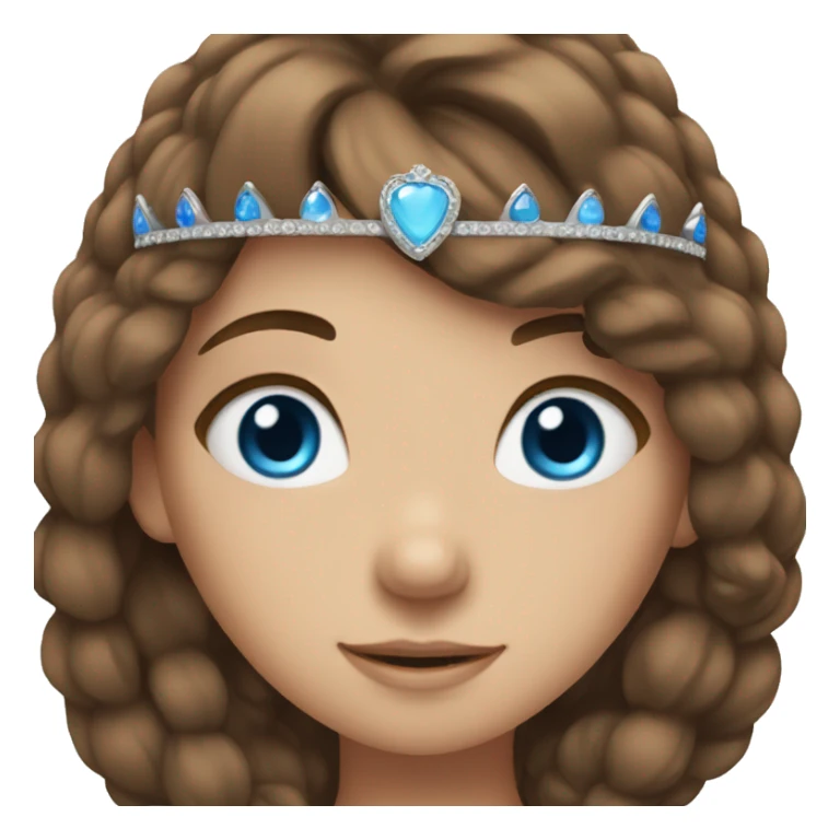 cozy girl with brown hair blue eyes and crown sticker