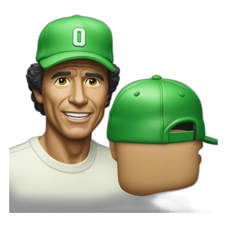 Hyperrealist Julio iglesias with green cap sticker