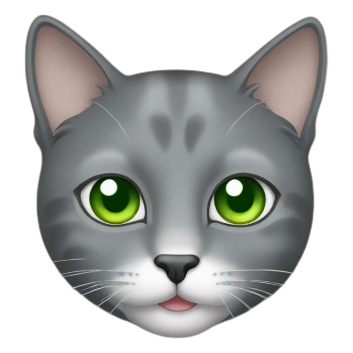 Gray cat with white mouth and green eyes sticker