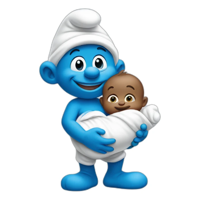 smurfs holding a baby sticker