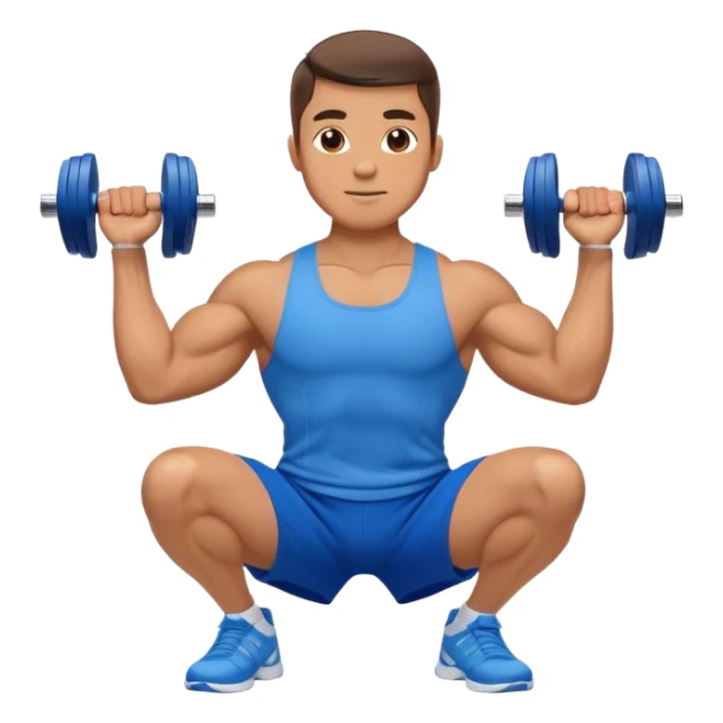 man with blue shorts doing side-lateral raise (T pose) with light dumbbells sticker