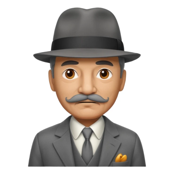 Aged mobster with colored suit and hat and mustache sticker