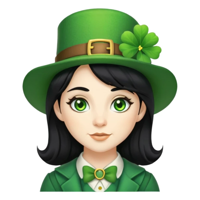 Suburban female leprechaun with black hair sticker
