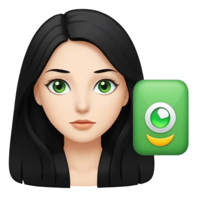 femme blanche, cheveux long, lisse et noir sticker