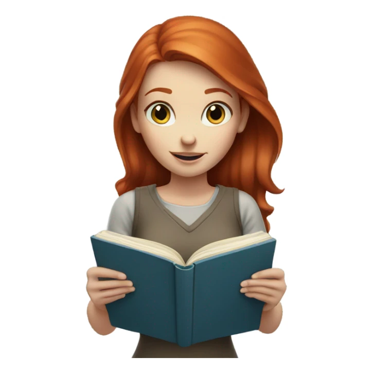 Redhead girl blue eyes reading a book sticker