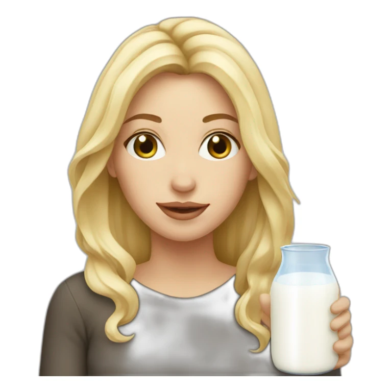 blonde woman with milk sticker