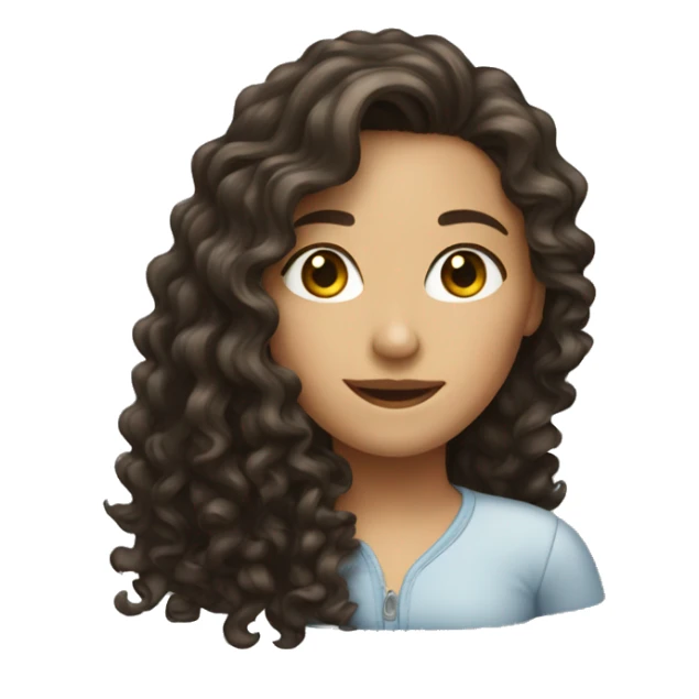 A brunette girl with long curly hair sticker