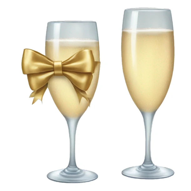 champange glass and with a bow sticker