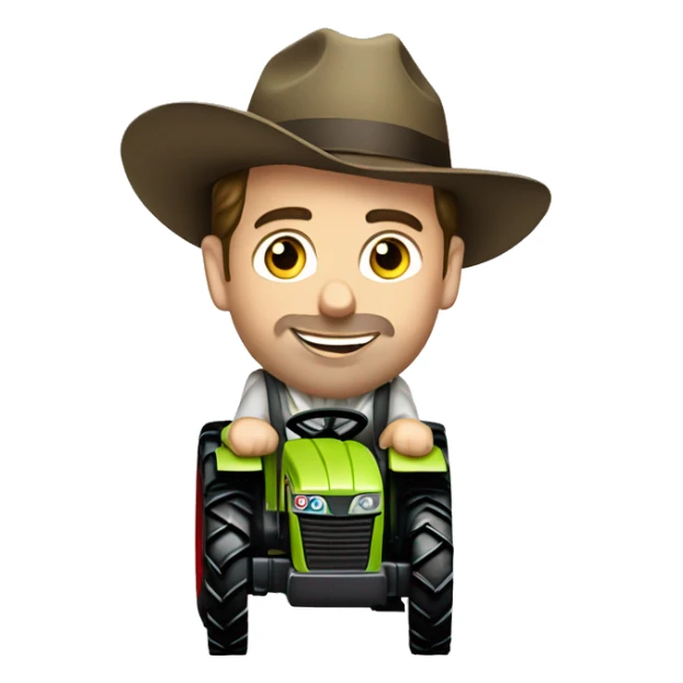 Rebert Downey JR riding CLAAS tractor sticker