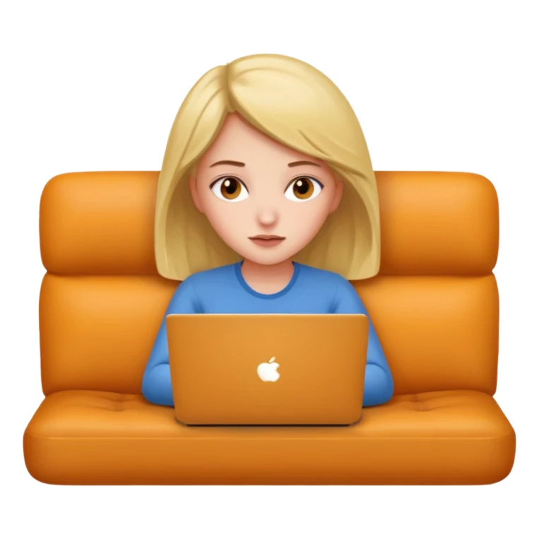 A girl is lying on the couch with a laptop, working sticker