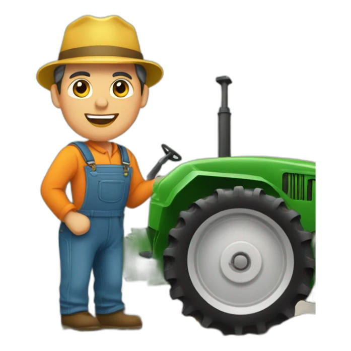 homme agriculteur avec son tracteur sticker