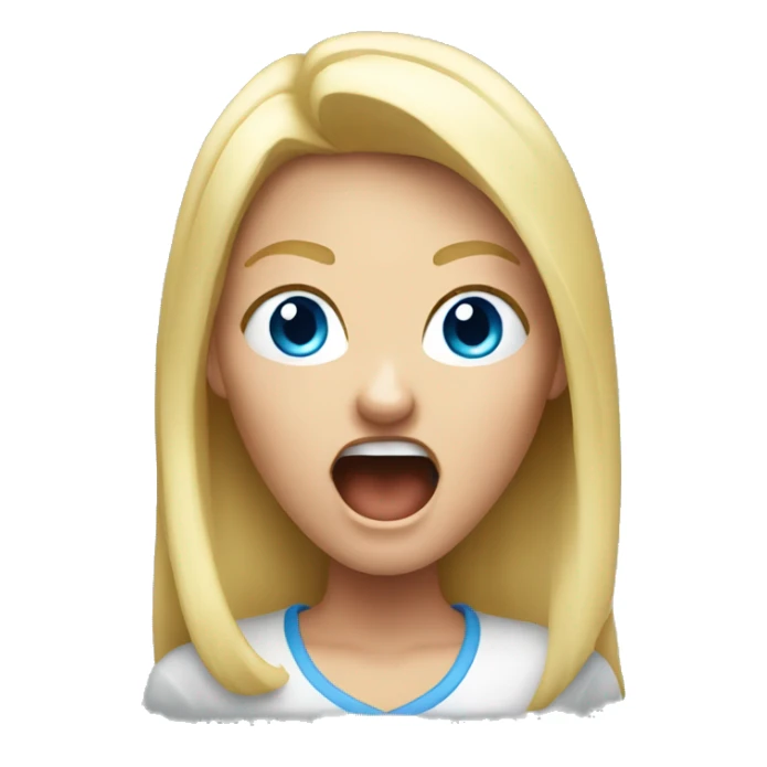 Yelling blonde girl blue eyes sticker
