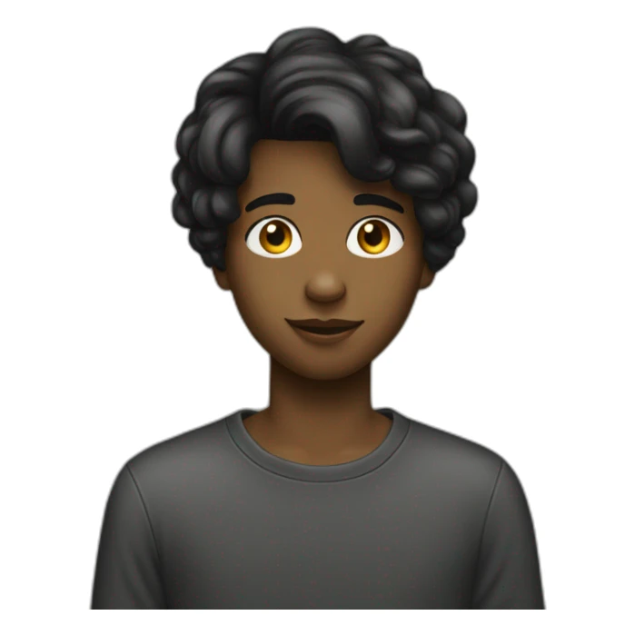 Adolescent garçon cheveux noirs court lisse sticker