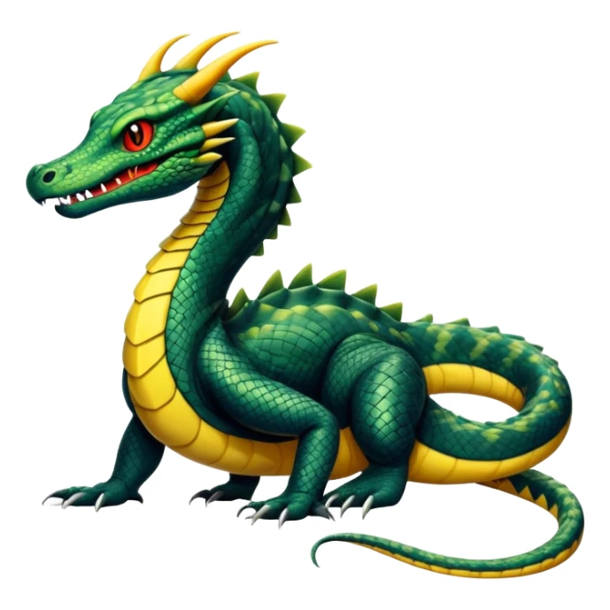 Alligator-Dragon-Tiger-Salandit-Snake-Fakémon-hybrid-creature with a long muzzle, full body sticker