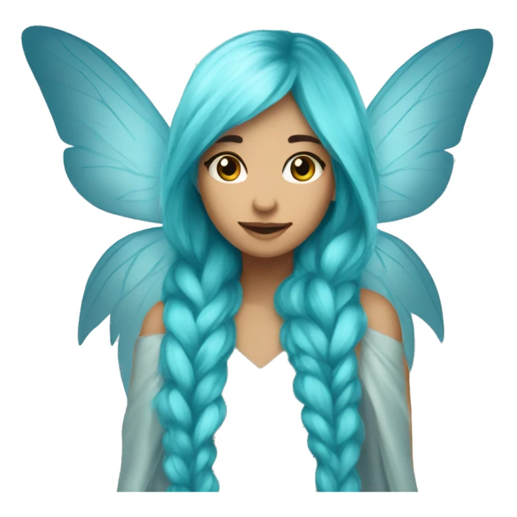 Beautiful, fairy, blue, turqoise, silver, long hair, big wings sticker