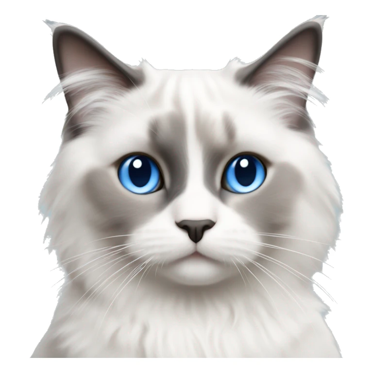 blue eyed white and grey ragdoll cat sitting sticker