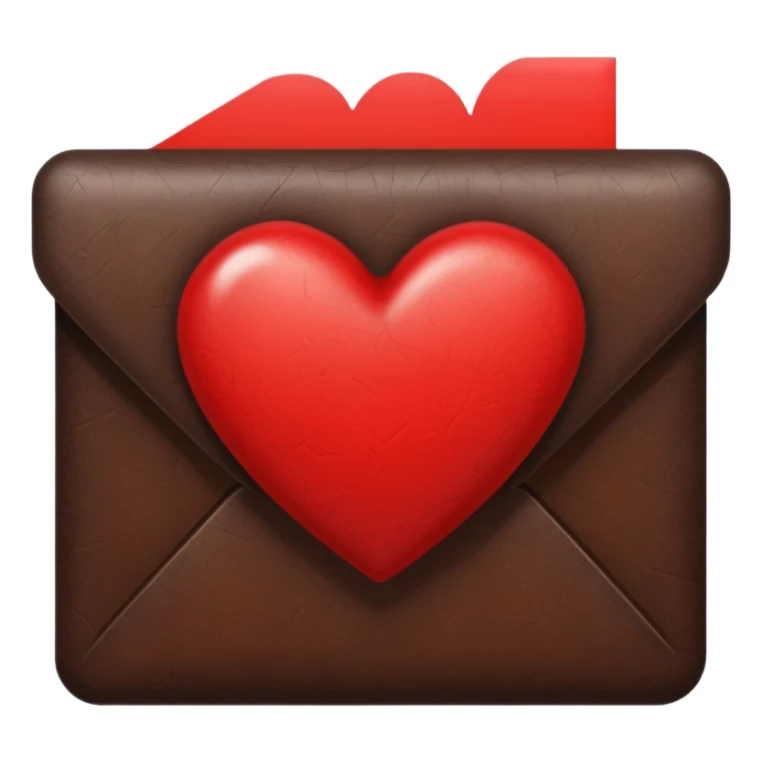 Dark brown Letter with a red heart sticker