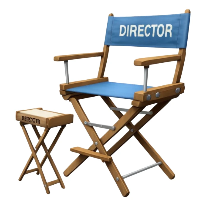 Director’s chair – foldable chair with “Director” text. sticker