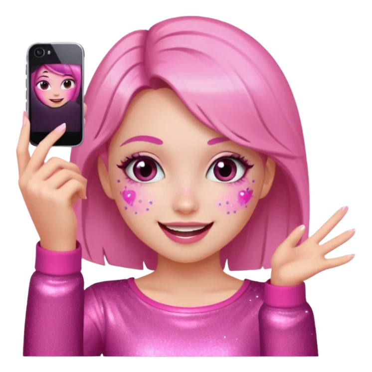 glitter pink girl naughty selfie sticker