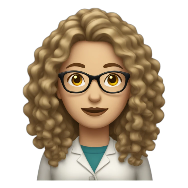 white woman with long curly hair and glasses sticker