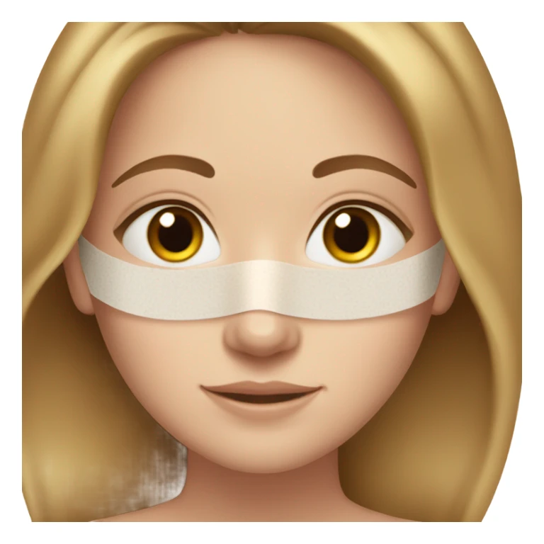 Brown haired white girl with freakles wearing skincare mask sticker