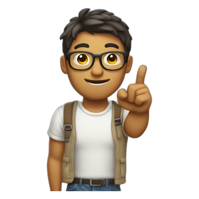 Nerd Raising His Index Finger showing hand wrist sticker