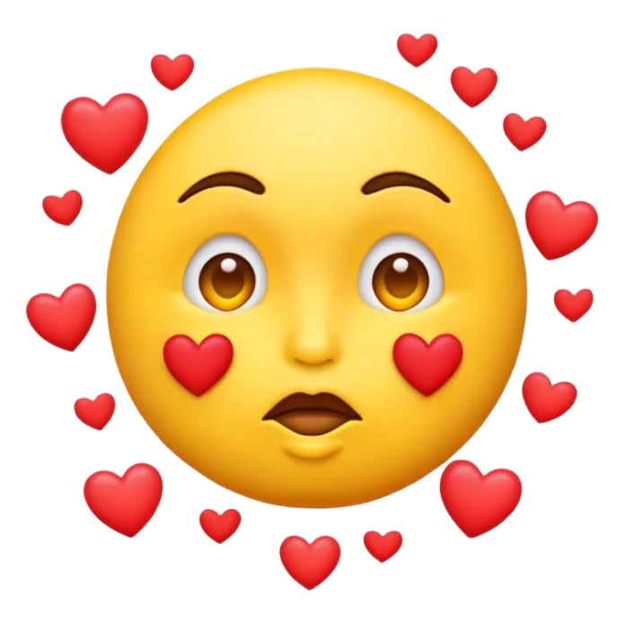 Kissing face emoji with hearts surrounding  sticker