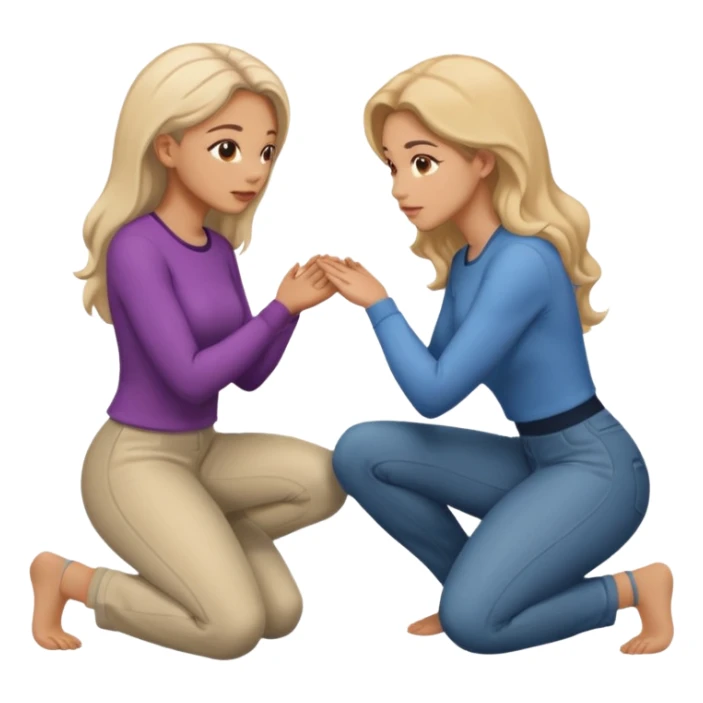 A woman on her knees for another woman sticker