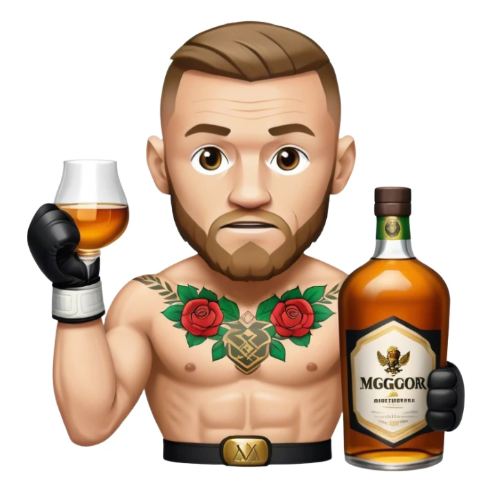 Conor mcreggor in the octagon with whiskey sticker