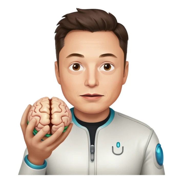 elon musk giving brain in his hand  sticker