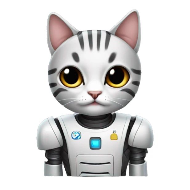 Kucing dengan baju robot sticker
