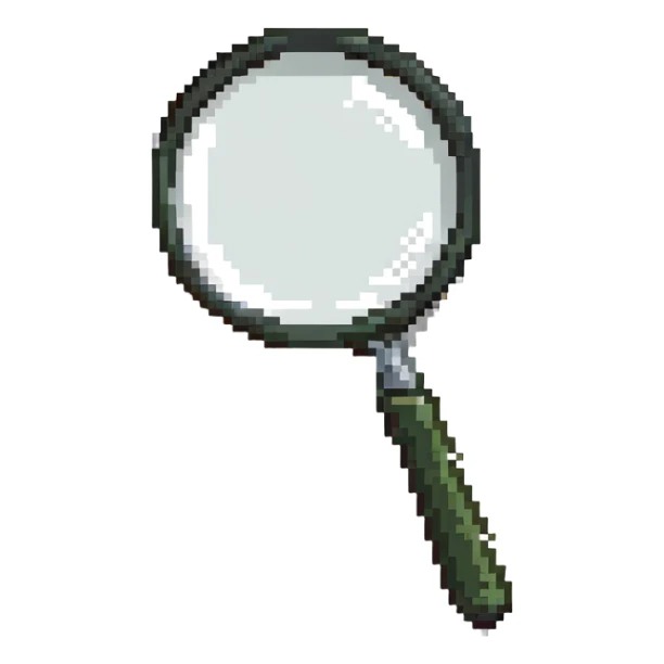 A detailed magnifying glass showing pixel details sticker