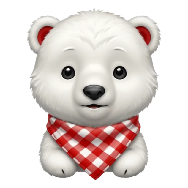 baby polar bear wearing a red and white checkered Neckerchief sticker