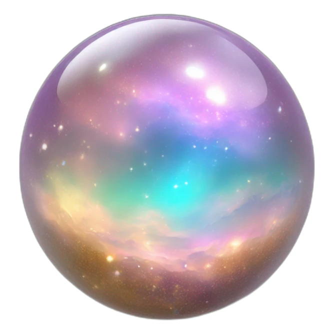 Sparkly glossy Pastel iridescent glass crystal nebula glass orb sticker