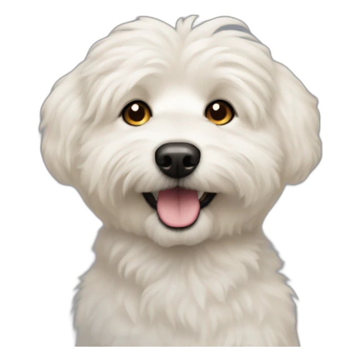 blonde-eskipoo-dog with one hear up sticker