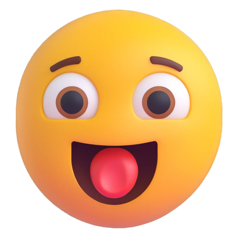 Shocked emoji in 3D style with a surprised expression, variant 1, no background, transparent background. sticker