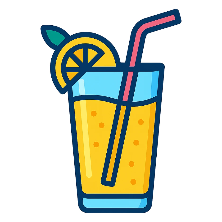 summer lemonade in a glass with a straw refreshing cool style sticker