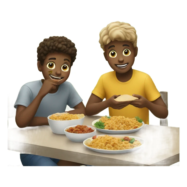 boys enjoying food outdoors sticker