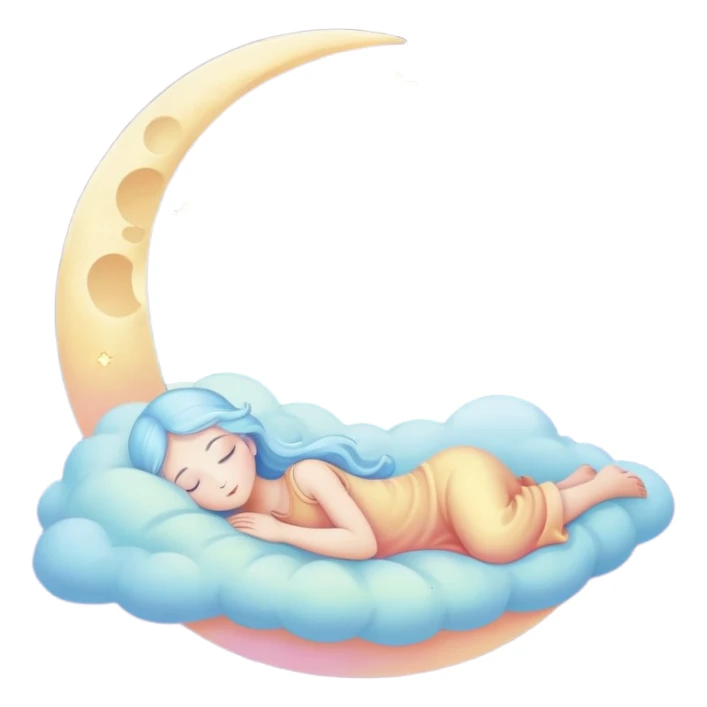Dreamy sleep symbol with celestial moon, magical stars and ethereal number 8 representing eight hours of sleep, surrounded by peaceful glowing aura sticker