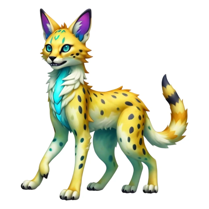 Epic Edgy Colorful ethereal eldritch Sergal-Serval-Vernid full body sticker