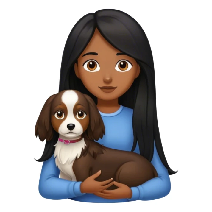 Girl black and long hair with dog  sticker